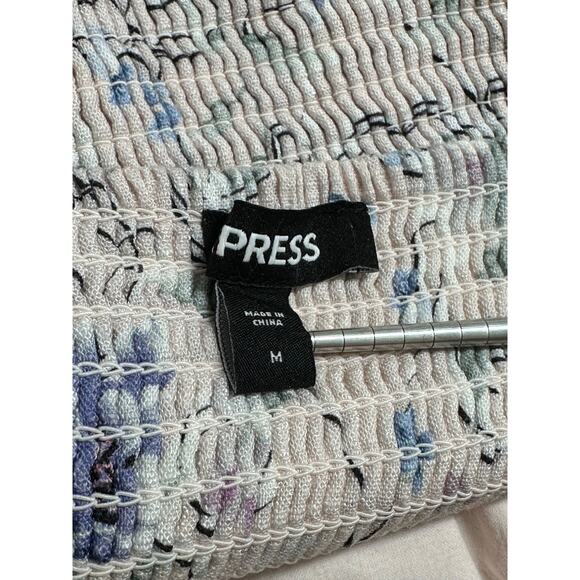 Express Top Womens Medium Pink Floral Crop Peplum Coquette Feminine Romantic - Picture 6 of 12